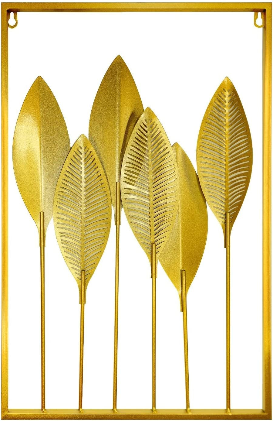 Gold Leaf Wall Decor 2 Piece Art Golden Metal Leaves Home Decorations Living Room Large Hangings Cutout Sculptures Accent Two Decorative Bathroom Modern Bedroom Iron over Couch (2P)