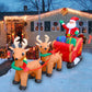8 Ft Inflatable Christmas Reindeer Pull the Sleigh Take Santa Claus Xmas Decoration for Yard Lawn Garden Home Party Indoor Outdoor