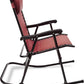 Outdoor Textilene Zero Gravity Folding Lounge Rocker with Pillow, Red