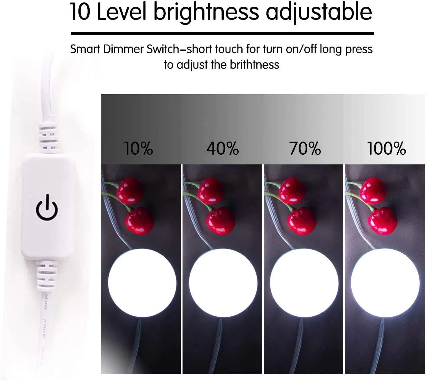 Hollywood Led Vanity Lights Strip Kit, with 14 Dimmable Light Bulbs for Full Body Length Mirror and Bathroom Wall Mirror, Plug in Mirror Lights with Power Supply, White (No Mirror Included)