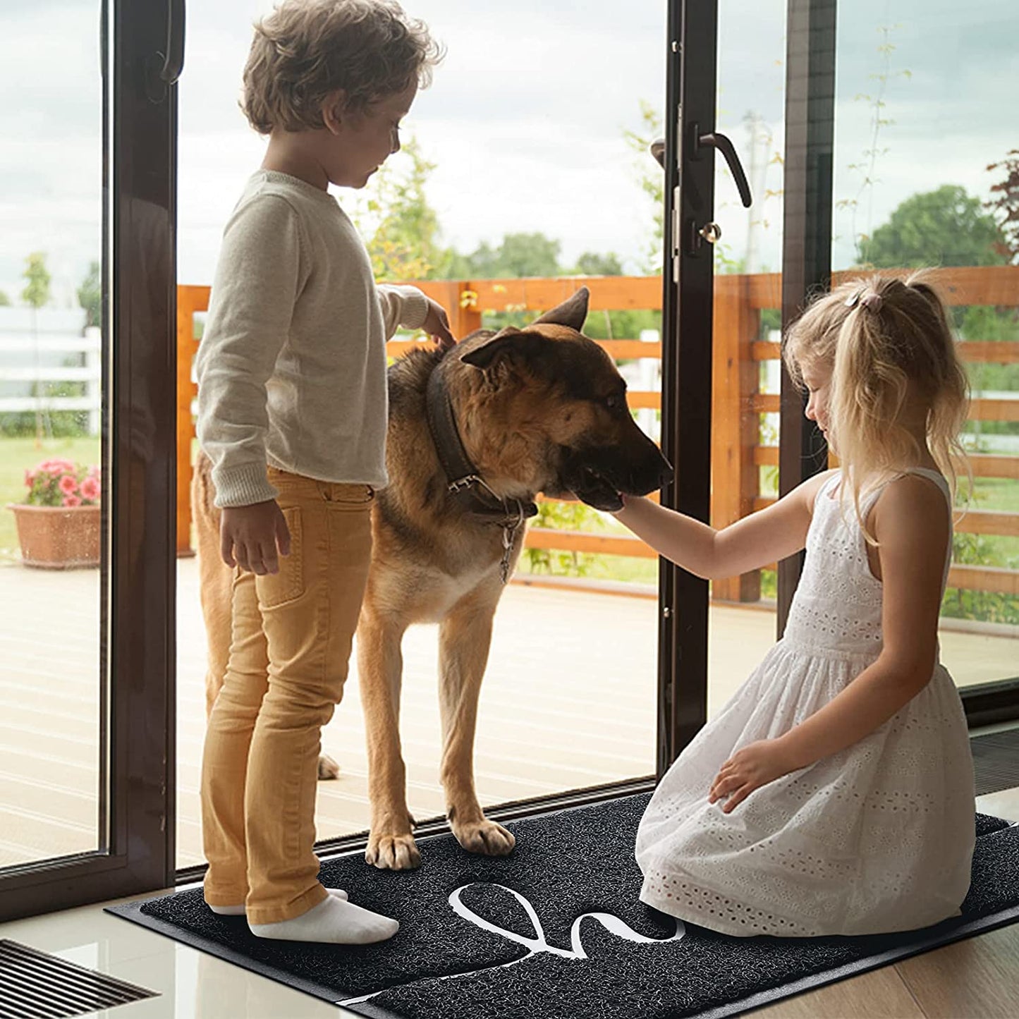 Door Mat (30"X17.5",Black), Durable Welcome Mat Low Profile Floor Mat Front Doormat Indoor Outdoor Door Rug Non Slip Rugs for Entryway, Patio, High Traffic Areas