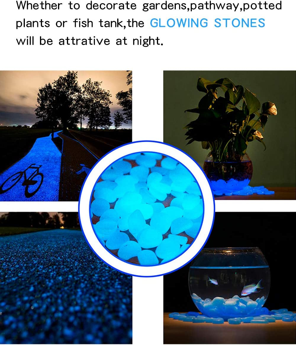 【400 Pcs】 Glow in the Dark Rocks,Glowing Stones Garden Glow in the Dark Pebbles Outdoor Decorative Stones Small Patio Decor Garden Decorations