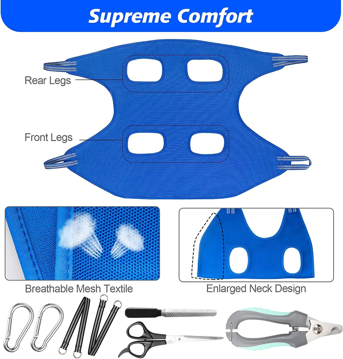 Pet Grooming Hammock for XL Large Dogs with Nail Clippers/Nail Trimmers/Grooming Scissors, Dog Grooming Harness for Nail Trimming, Pet Grooming Sling Helper, XL for X-Large Dogs
