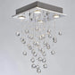 Bestier Modern Crystal Square Raindrop Chandelier Lighting Flush Mount LED Ceiling Light Fixture Pendant Lamp for Dining Room Bathroom Bedroom Livingroom 4 GU10 Bulbs Required 12 in Wide 20 Inch High