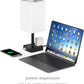 USB Bedside Table & Desk Lamp with 3 USB Charging Ports and 2 Outlets Power Strip,Black Charger Base with White Fabric Shade, LED Light for Bedroom/Nightstand/Living Room