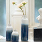 Modern Ceramic Vase for Home Decor, Set of 3 Glazed Blue and White Decorative Vases for Pampas Grass, Stoneware Vases for Mantel,Table, Shelf, Living Room Decoration, 11.8 Inch