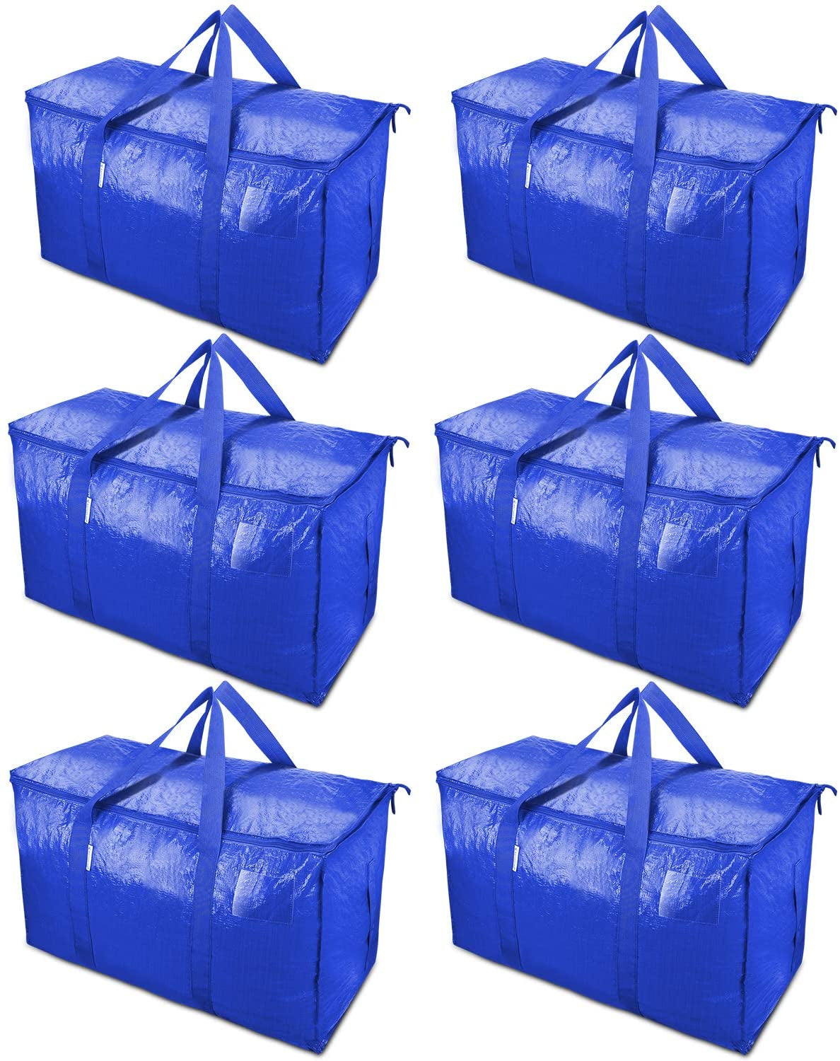 6 Pack Extra Large Moving Bags with Zippers & Carrying Handles, Heavy-Duty Storage Tote for Space Saving Moving Storage