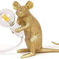 3 Pack Table Lamp Set Mouse Shape Resin Creative Desk Light Bedside Lamp Light Bedside Gift Decoration LED Bedroom,Study Room Home Room Decor (Gold)