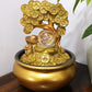 Gold Tree Desktop Fountain Waterfall Decoration with LED Light Portable Tabletop Decorative Zen Meditation Waterfall for Office Living Room Craft Gift
