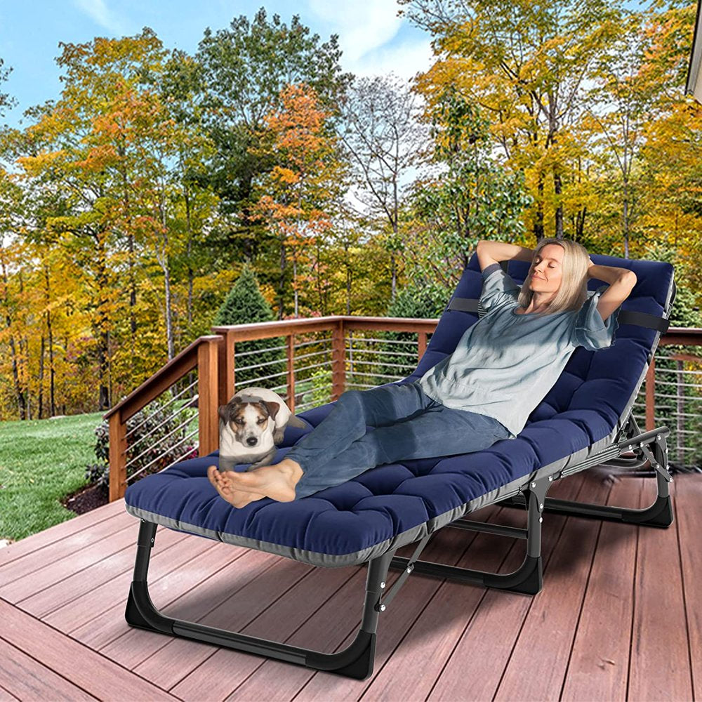 Sleeping Cots Bed with Mattress & Pillow, Portable Folding Bed Cot, Folding Camping Cot, Adjustable 4-Position Folding Lounge Chair