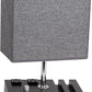Fully Dimmable Table Lamp for Bedroom Living Room Dual USB Port -  Bedside Desk Lamp for Nightstand with Charging Station 2 Power Outlets, Grey Fabric Lampshade LED Bulb Included (Black/Grey)
