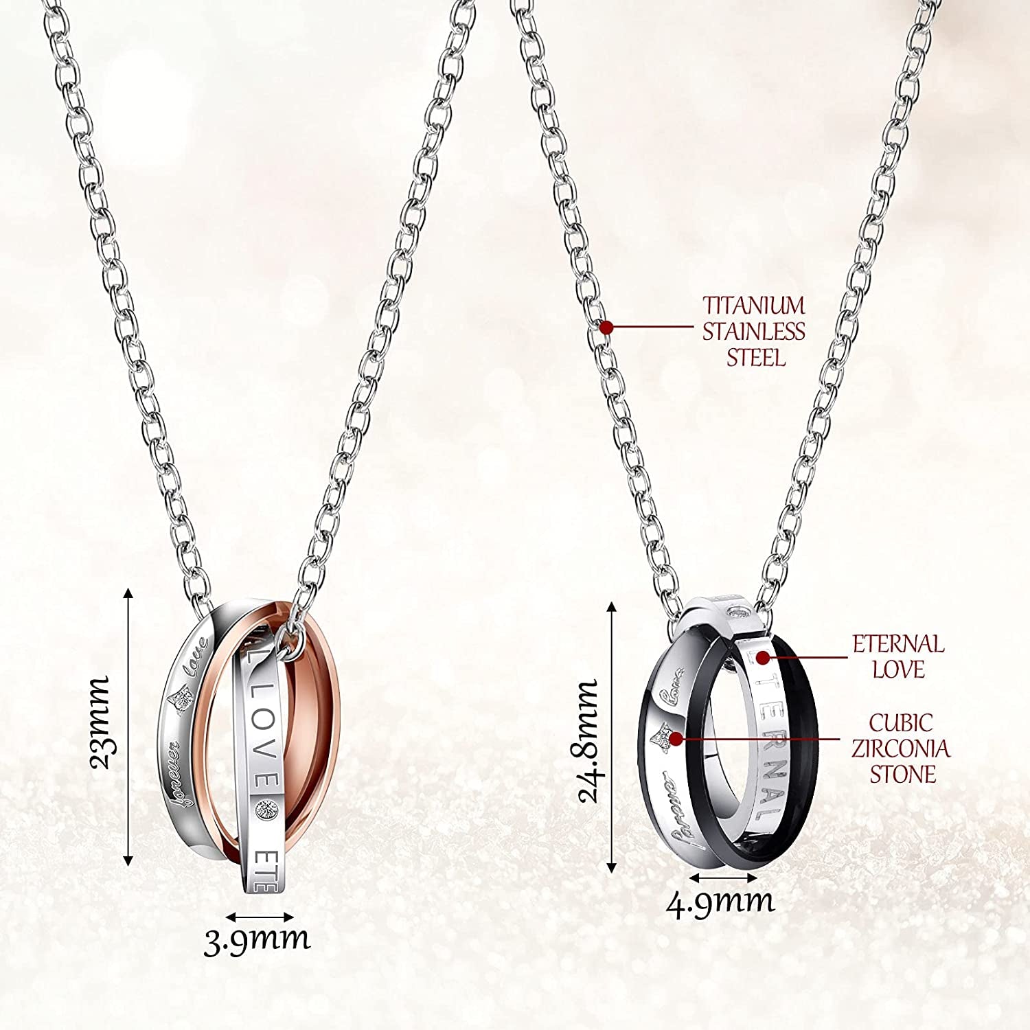 8 Pieces Couples Necklace Bracelet Matching Bracelets Set for Women Men, Her King His Queen I Love You Heart Crown Necklaces Boyfriend Girlfriend for Valentines Jewelry Gift
