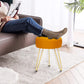 Multifunctional Vanity Stools - Velvet round Ottoman Modern Dressing Stool -Upholstered Footrest Stool - Side Table Footstool with Golden Metal Leg for Living Room, Bedroom(Pumpkin Orange)