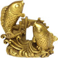 BRABUD Chinese Handmade Brass Small Arowana Golden Fish Statue Home Decor Gift 3''(H) BS054