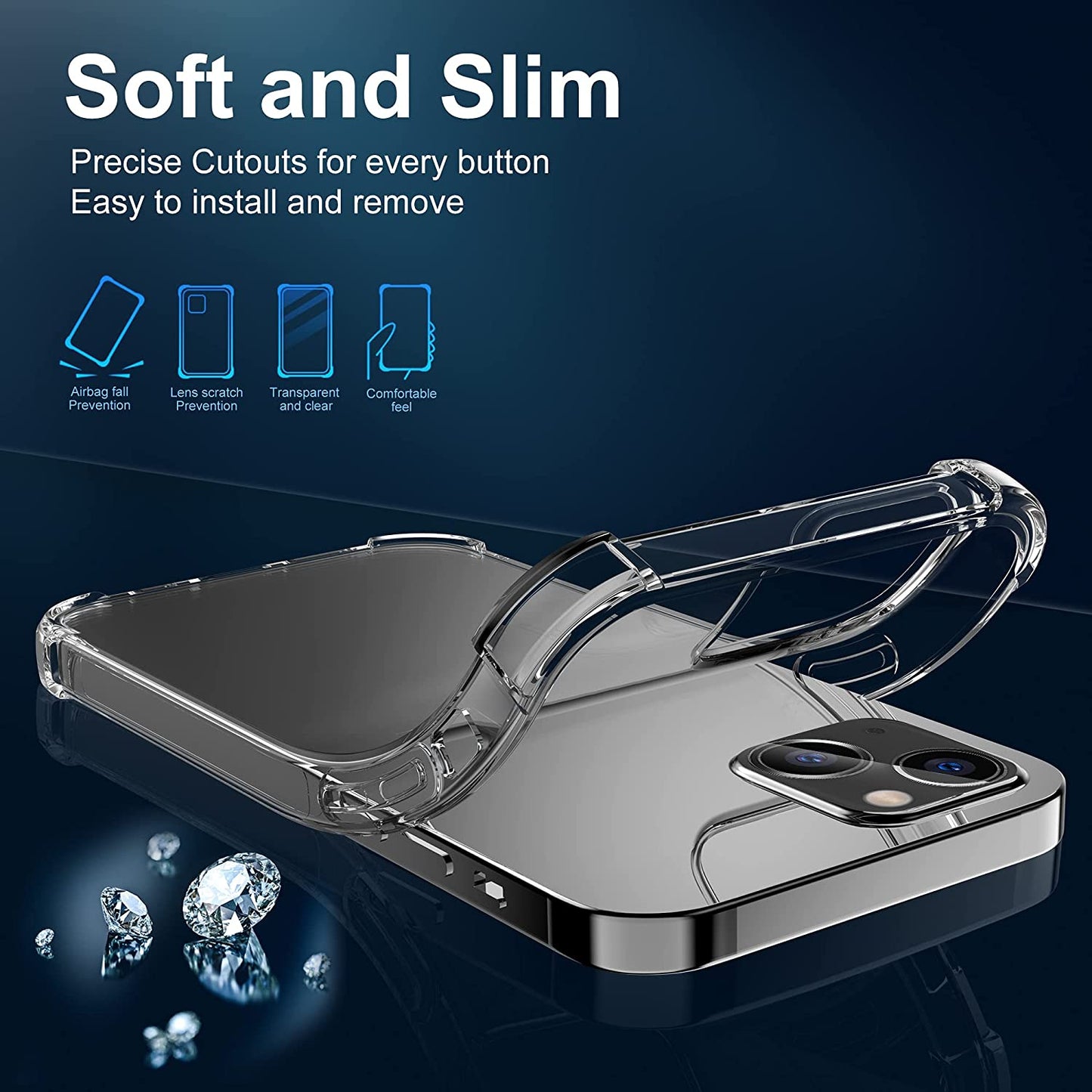 Migeec Compatible with Iphone 13 Clear Case Shockproof Phone Cover Protective Phone Case for Iphone 13, 6.1 Inch
