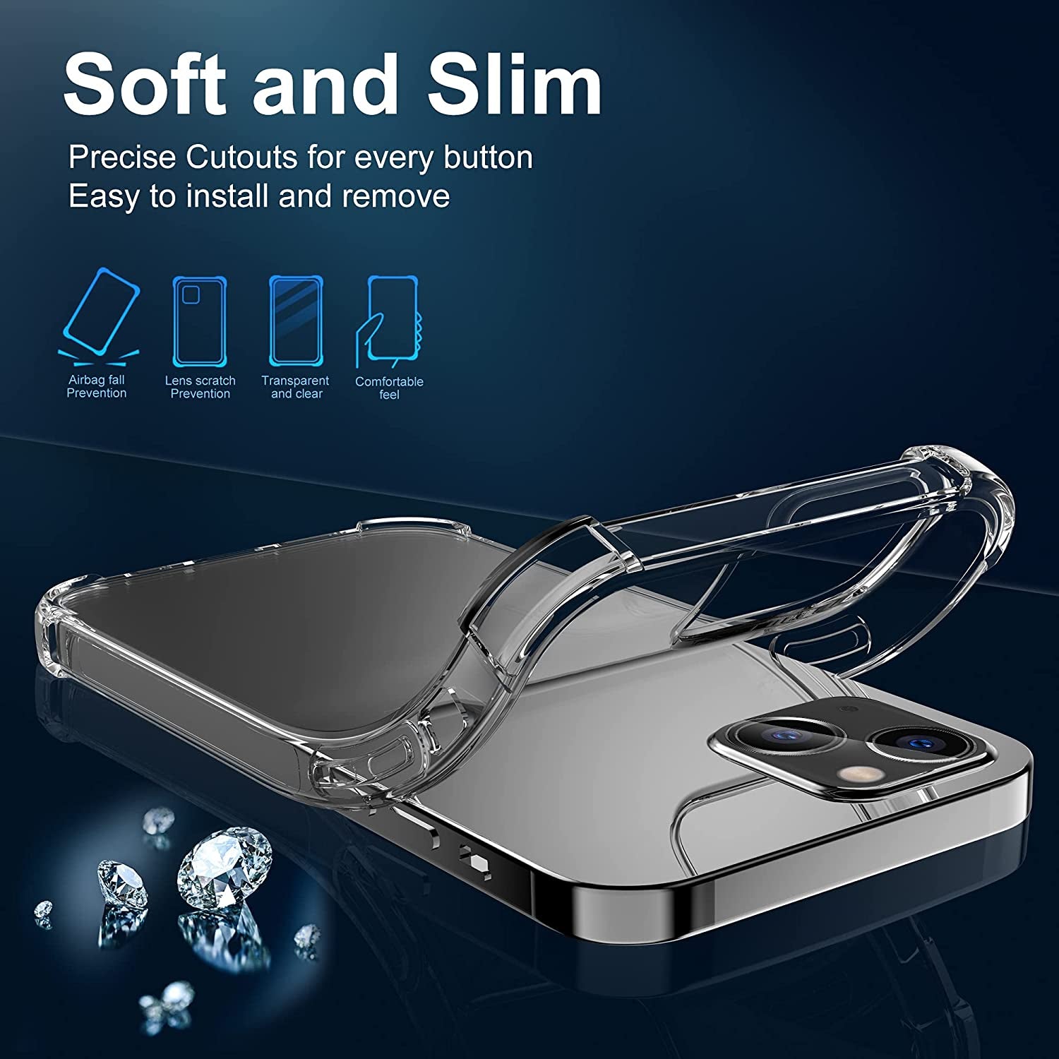 Migeec Compatible with Iphone 13 Clear Case Shockproof Phone Cover Protective Phone Case for Iphone 13, 6.1 Inch