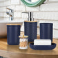 8Pcs Navy Blue Bathroom Accessories Set - with Trash Can Toothbrush Holder Soap Dispenser Soap and Lotion Set Tumbler Cup…