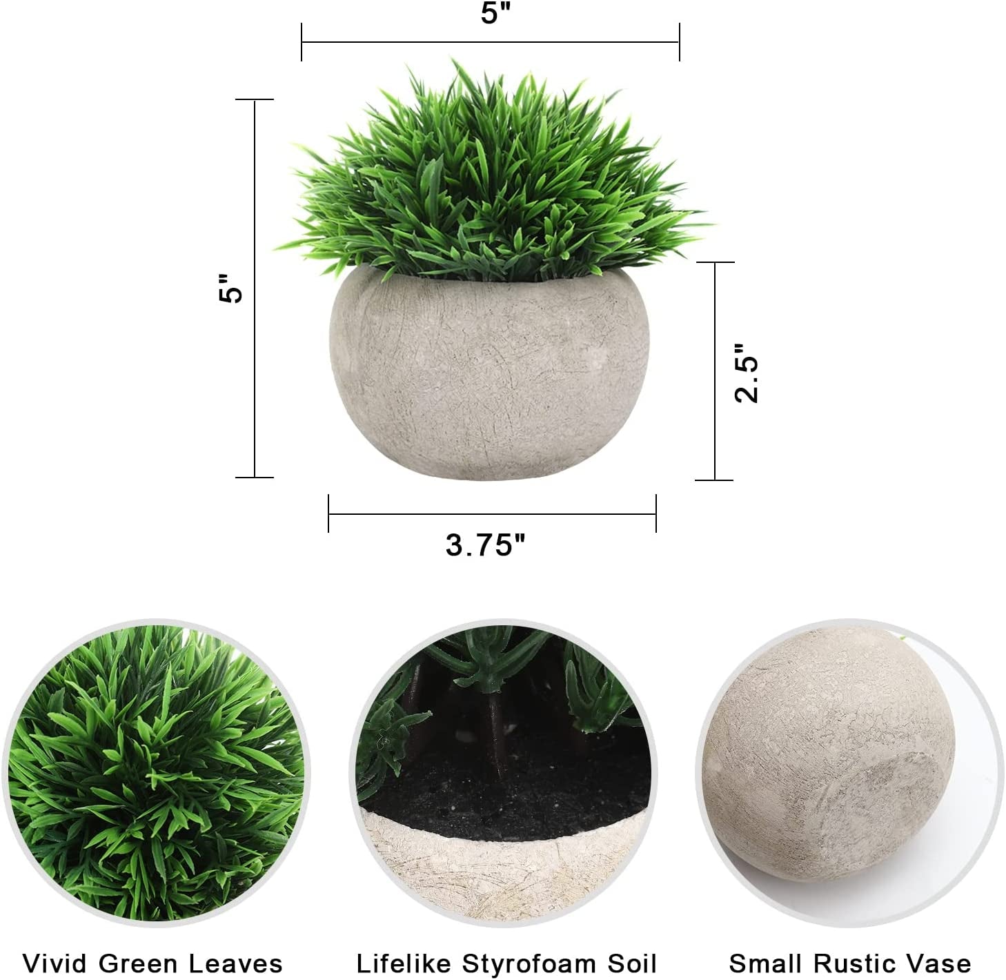 2 Pcs Fake Plants for Bathroom/Home Office Decor, Small Artificial Faux Greenery for House Decorations (Potted Plants)