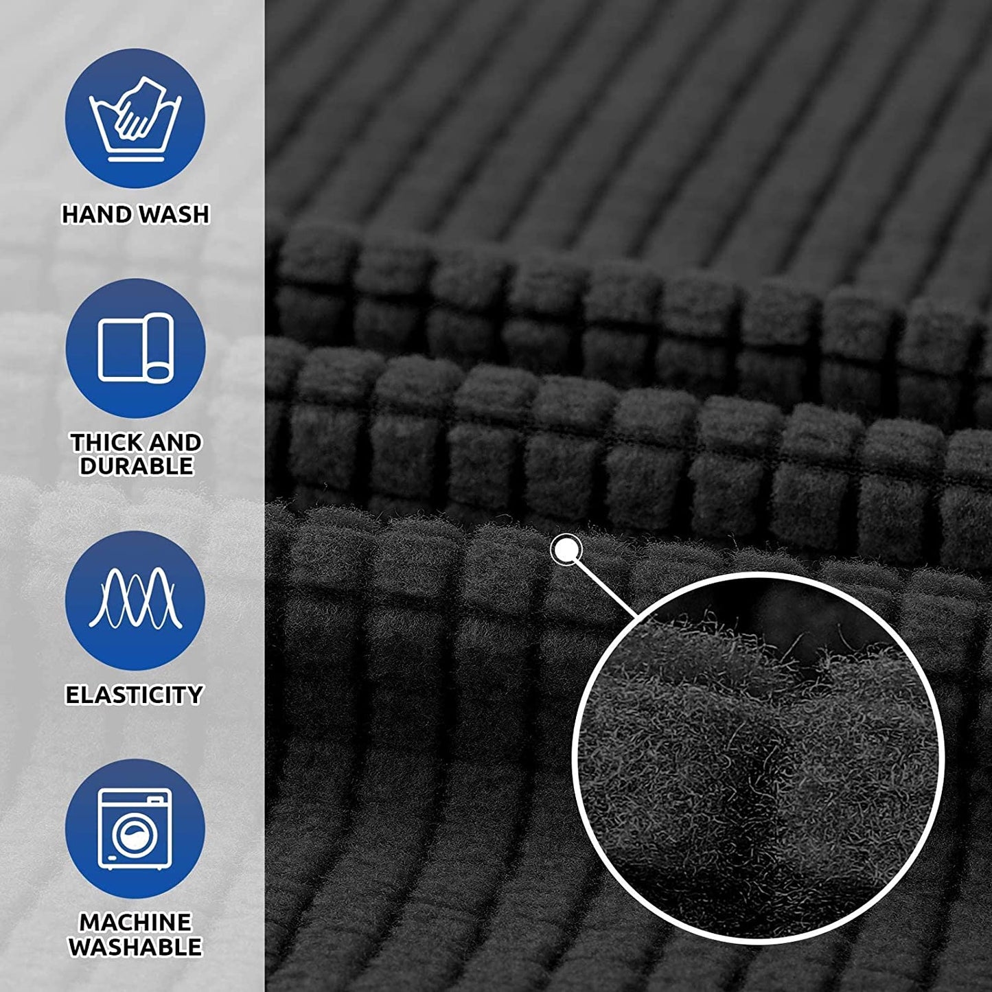 Stretch Loveseat Sofa Cover Slipcover ,Couch Covers for 2 Cushion Couch Sofa (55"-79") Furniture Protector Sofa with Elastic Bottom for Kids,Dog. Jacquard Small Checked (Medium,Black)