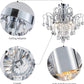 Crystal Chandelier Flushmount Ceiling Light Modern Lighting Fixture for Bedroom Hallway Bar Kitchen Bathroom, H 17.5'' X W 19.3'', E12 Base, Chrome
