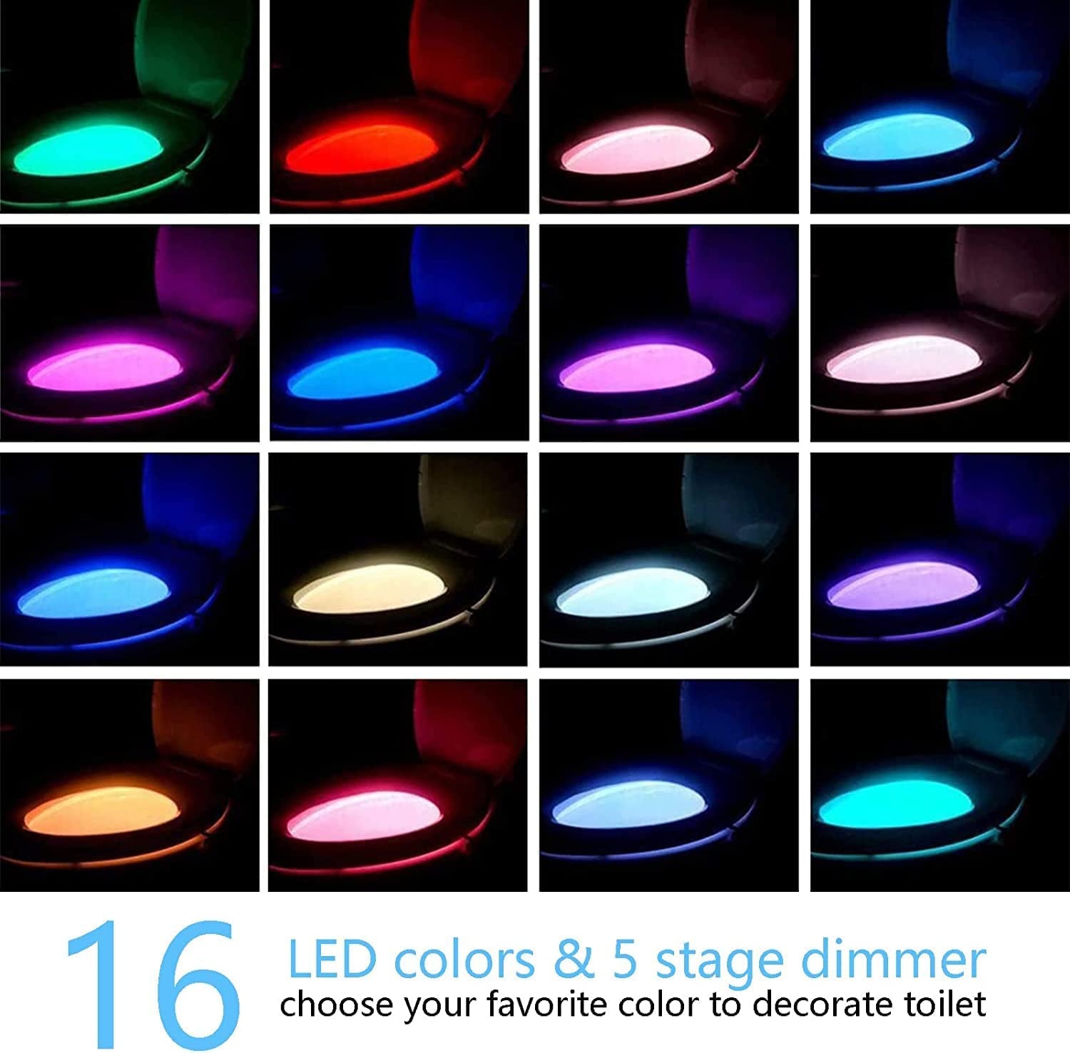 16-Color Toilet Night Light, Motion Sensor Activated Bathroom LED Bowl Nightlight, Unique & Funny Gifts Idea for Dad Teen Boy Kids Men Women, Cool Fun Gadgets for Stocking Stuffers