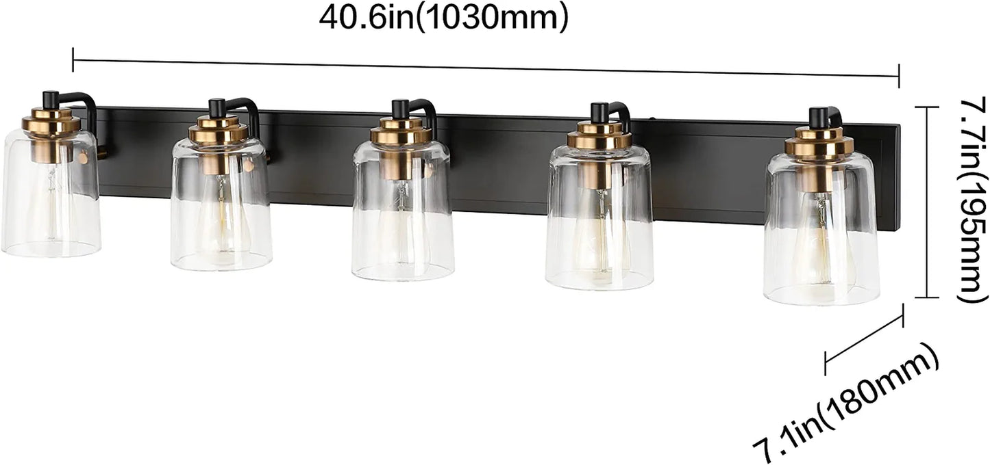 5 Lights Vintage Wall Lighting over Mirror Bathroom Vanity Light Fixtures Thick Globes 8580 Lights