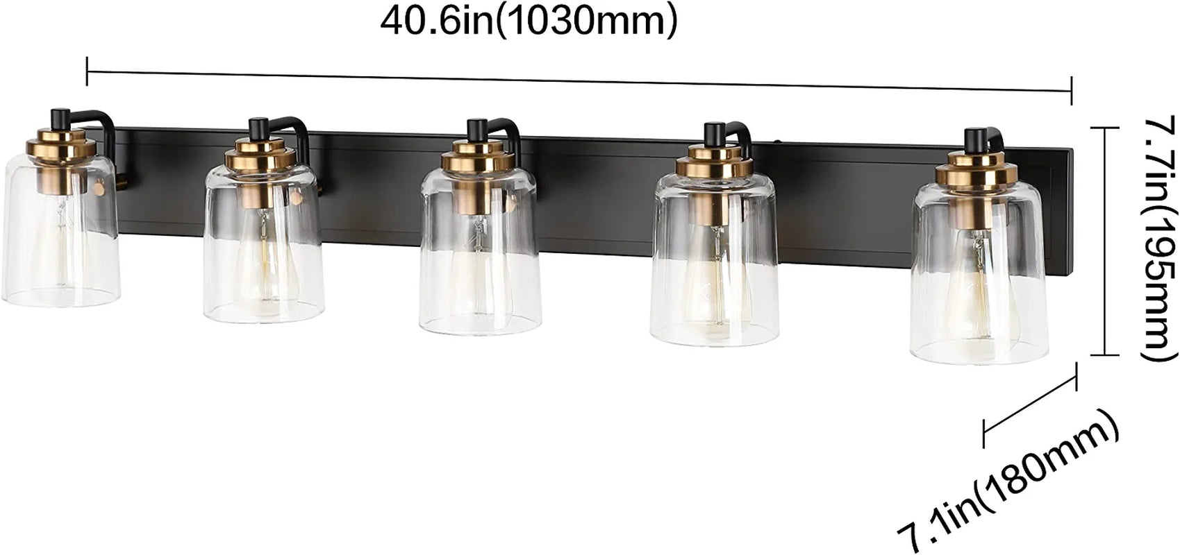 5 Lights Vintage Wall Lighting over Mirror Bathroom Vanity Light Fixtures Thick Globes 8580 Lights