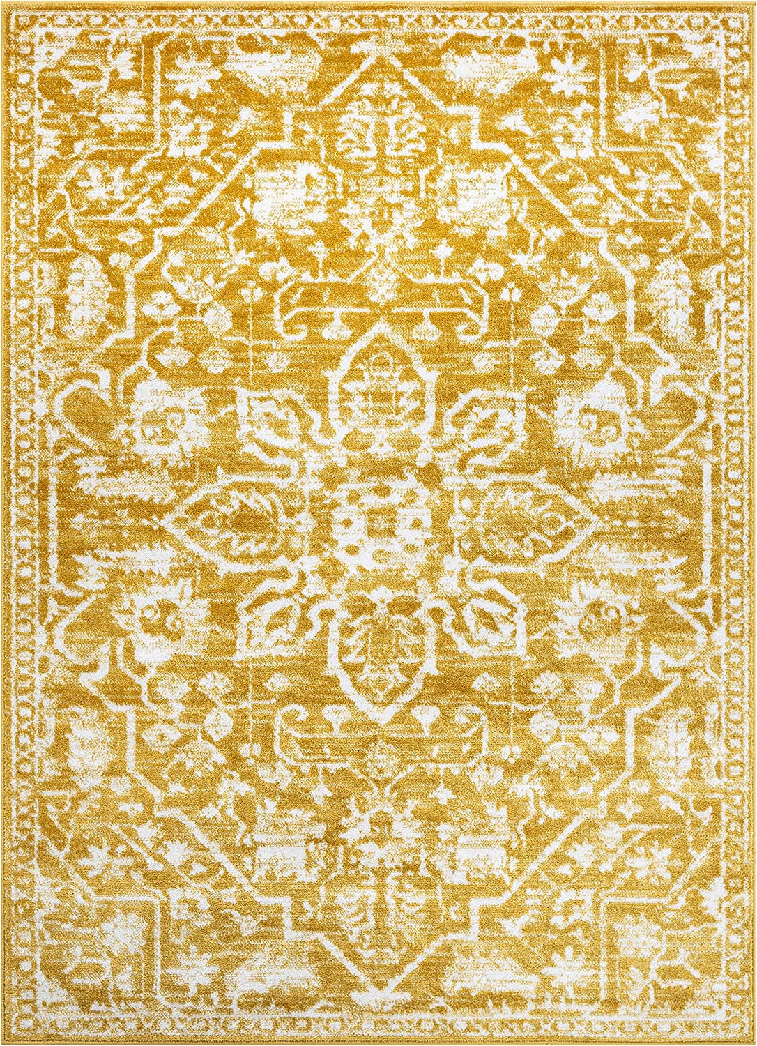 Della Gold Vintage Medallion Pattern Area Rug 5X7 (5'3" X 7'2")