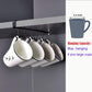 Alich 2Pcs Mug Hooks under Cabinet Mug Holder Rack,Nail Free Adhesive Coffee Cups Holder Hanger for Cups/Kitchen Utensils/Ties Belts/Scarf/Keys Storage, Fit for 0.8Inch Thickness Shelf or Less (BLA)
