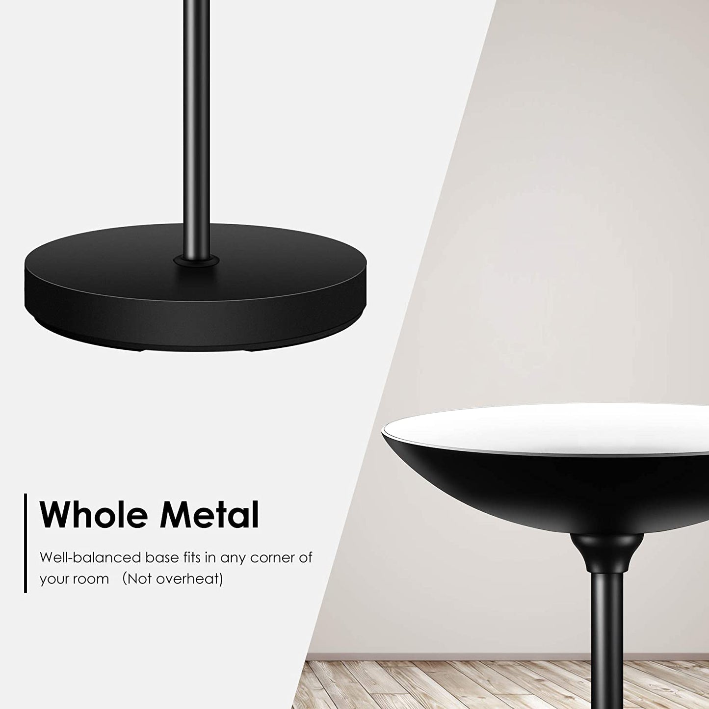 Floor Lamp, Standing Lamp, 20W 2000LM LED Torchiere Floor Lamp, Stepless Dimmable, Touch Control, 3000K Daylight, 50000Hrs Lifespan, Floor Lamps for Living Room, Standing Lamps for Bedroom