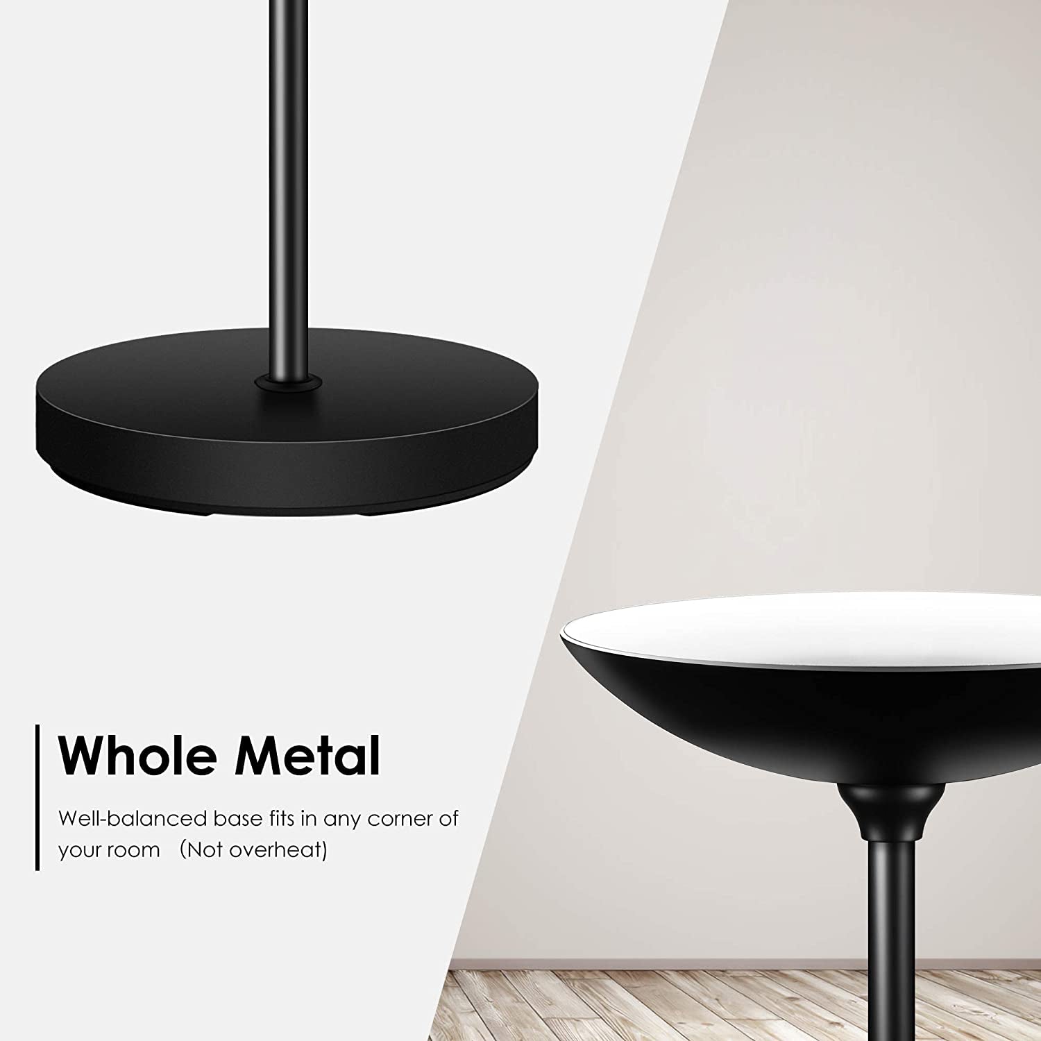 Floor Lamp, Standing Lamp, 20W 2000LM LED Torchiere Floor Lamp, Stepless Dimmable, Touch Control, 3000K Daylight, 50000Hrs Lifespan, Floor Lamps for Living Room, Standing Lamps for Bedroom