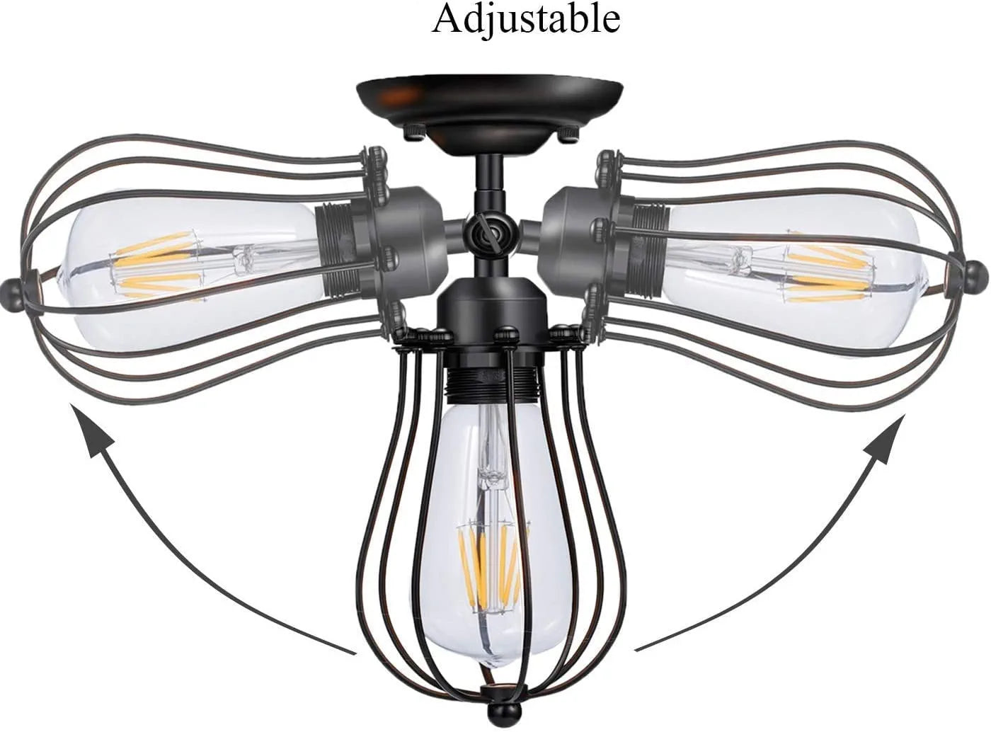 Wall Sconces Set of Two, Adjustable Industrial Balck Wall Sconces Lighting, Vintage Wire Cage Wall Mount Light Fixtures for Bedroom Garage Porch Dresser