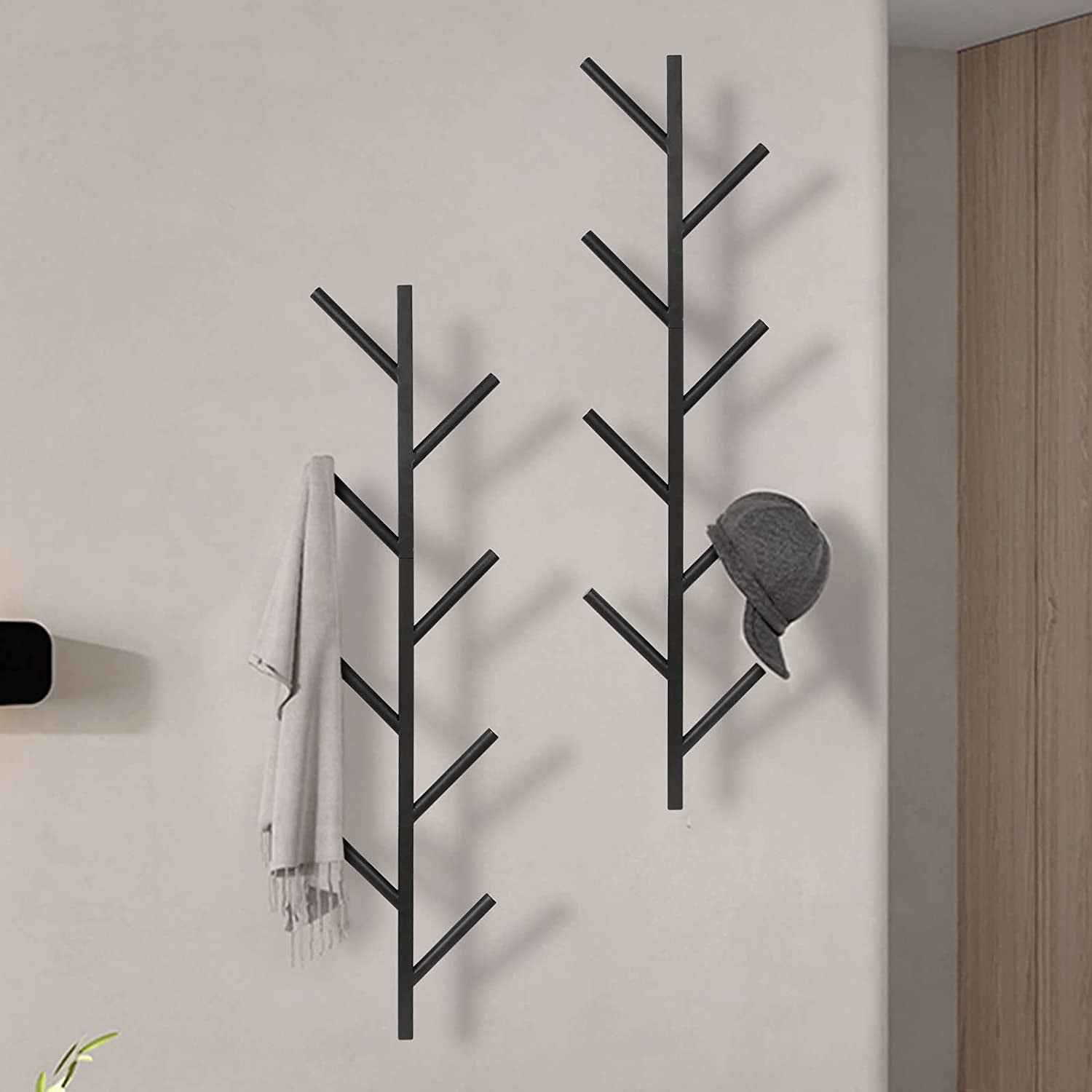 Coat Rack & Hat Rack - Wall Mounted (Black)