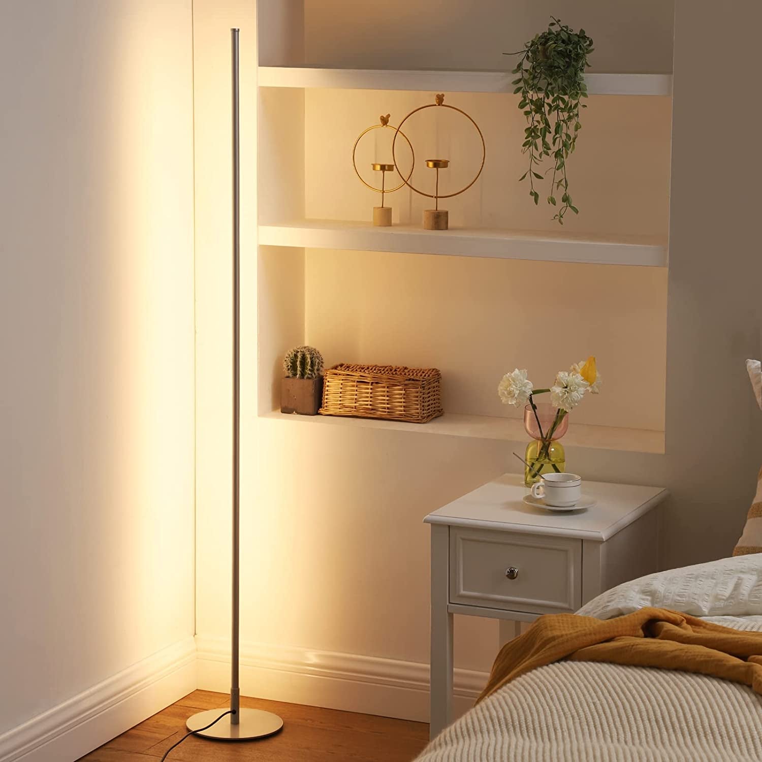 Modern Floor Lamp,Led Corner Lights with Dimmable,Standing Floor Lamp for Living Room,Bedroom,Office,Natural Light 3000K