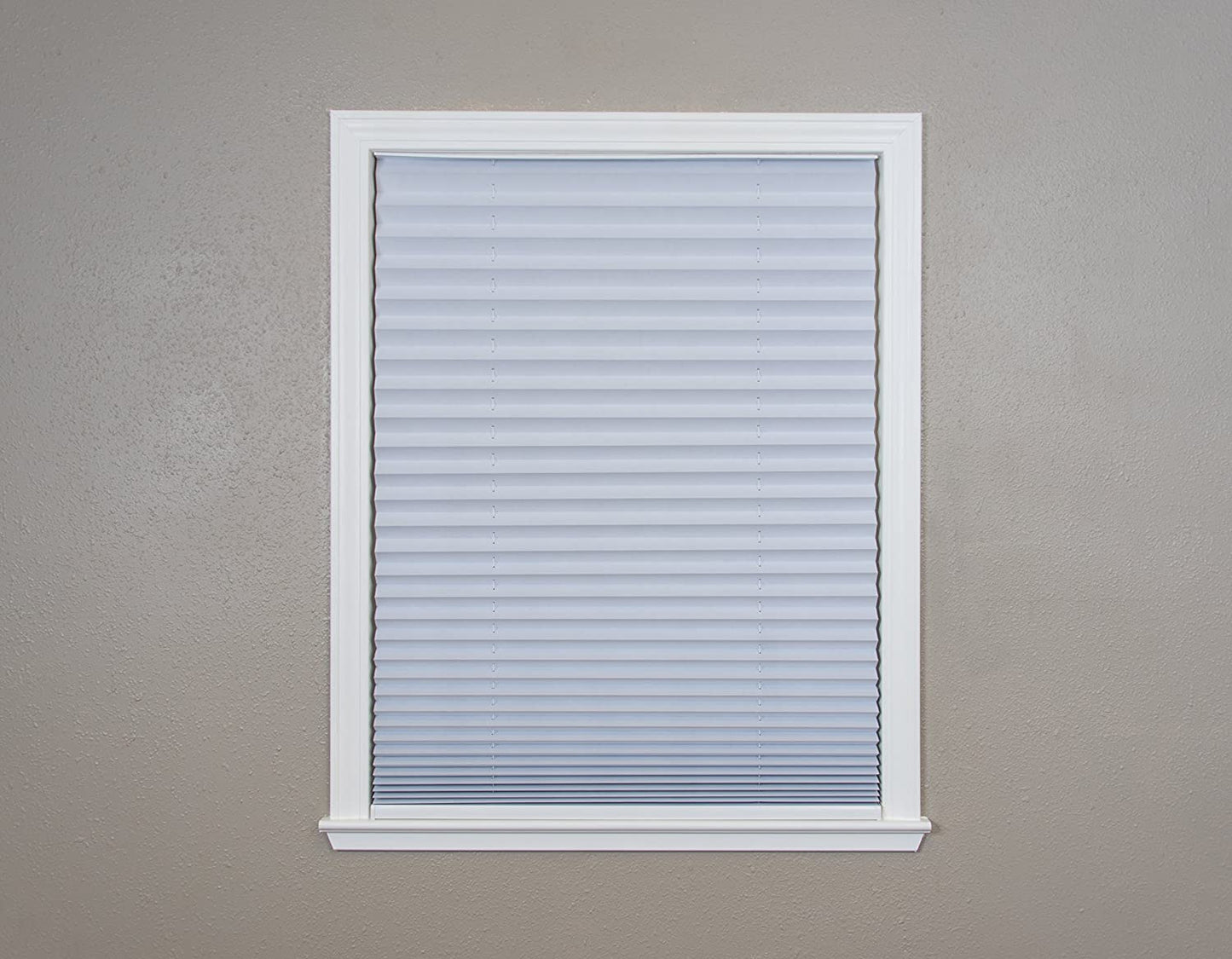 No Tools Easy Lift Trim-At-Home Cordless Pleated Light Blocking Fabric Shade White, 36 in X 64 In, (Fits Windows 19 in - 36 In)