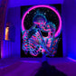 Blacklight Skull Tapestry, the Kissing Lovers Tapestry UV Reactive Trippy Neon Tapestries Glow in the Dark Party Backdrop, Skeleton Wall Art for Bedroom Living Room – 51.2” X 59.1”