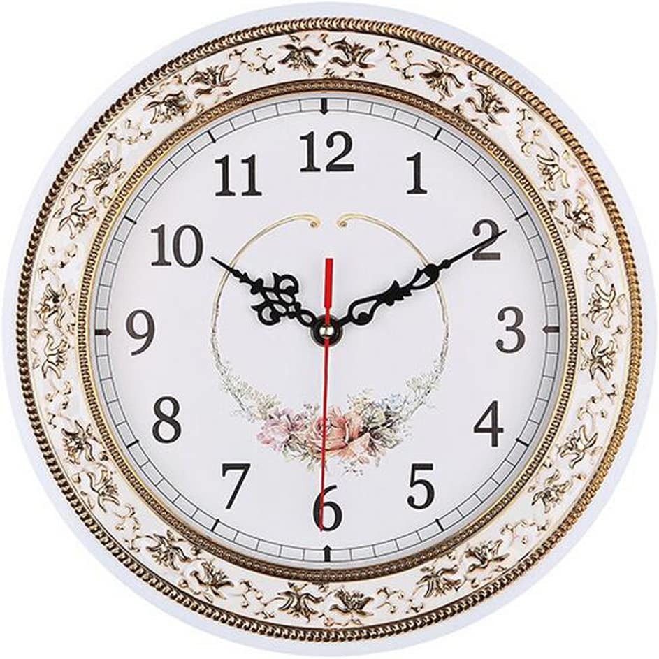 Silent Modern Quartz Flower Design Decorative Wall Clock Non-Ticking Digital 11-Inch Clock (White)