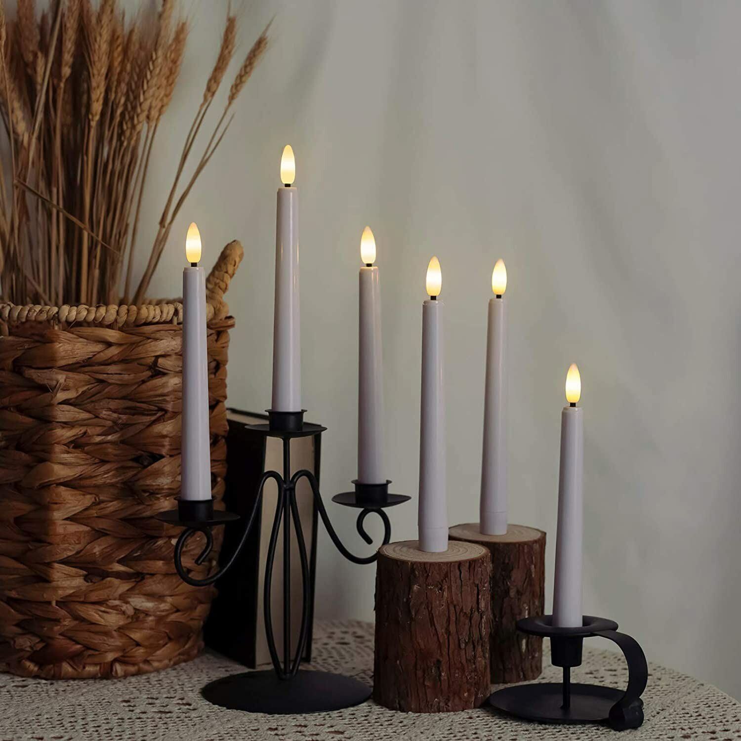 Flameless Flickering Battery Operated Taper Candles Realistic with Timer Remote