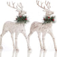 Reindeer Christmas Decoration Christmas Deers 12'' Standing Reindeer Decorations Christmas Deer Figurines Ornament Figurines with Red Berry Stem Pine Wreath, Indoor Tabletop Decorative