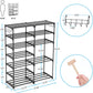Shoe Rack Shoe Shelf Shoe Storage Organizer with Side Hooks for Entryway, 24-30 Pairs Metal Shoe Rack Taller Shoes Boots Organizer