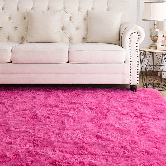 Hot Pink Shaggy Rugs for Bedroom Living Room, Super Soft Fluffy Fuzzy Area Rug for Kids Baby Nursery, Modern Indoor Plush Carpet for Home Decor, 4X5.9 Feet Floor Furry Rugs for Child Dorm Rug