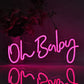 Pink Oh Baby Neon Signs for Wall Decor, LED Reusable Neon Lights Sign for Bedroom Room Baby Shower Decorations, Birthday Party, Wedding Decor(17X9Inches)