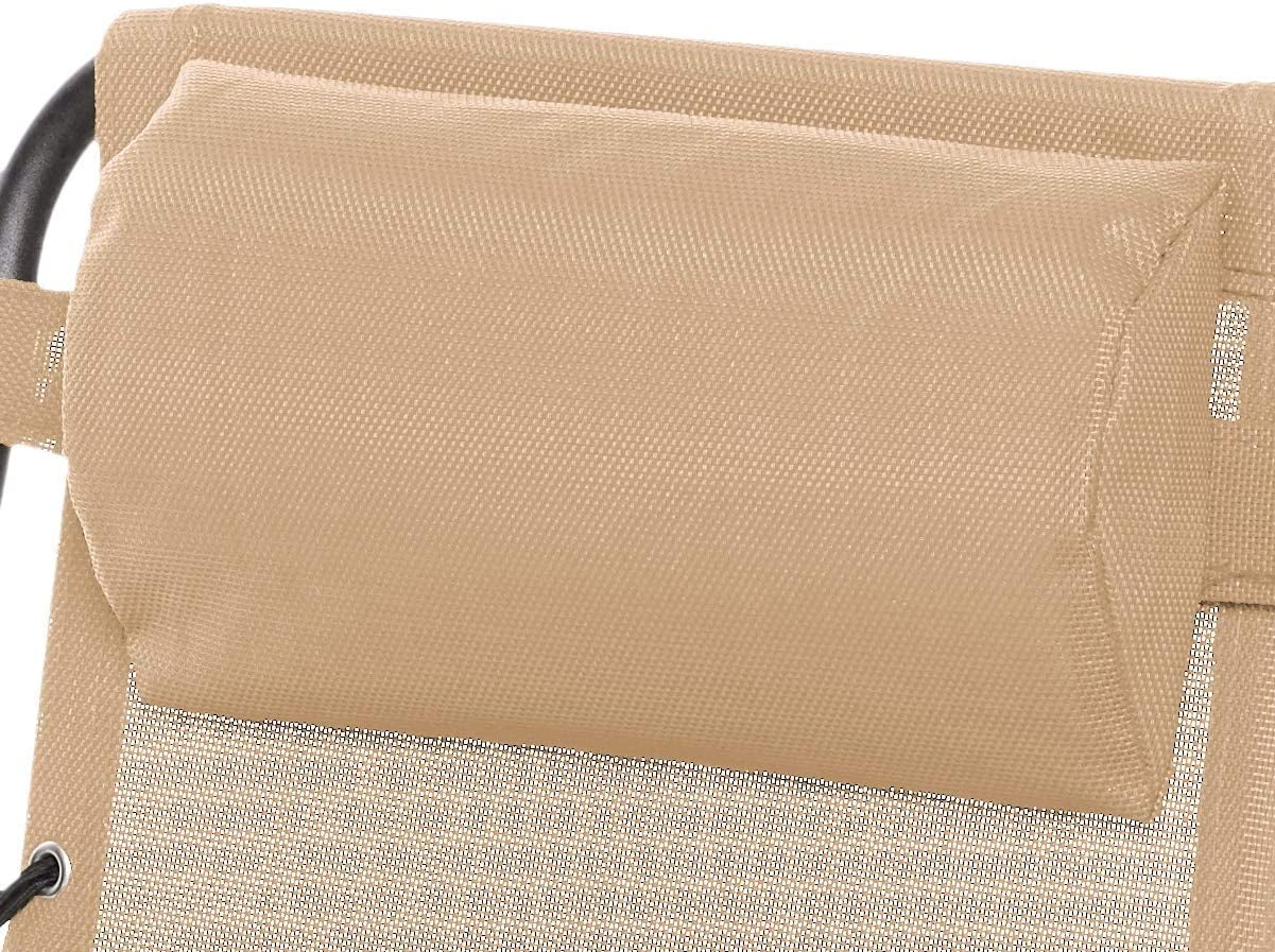 Outdoor Textilene Adjustable Zero Gravity Folding Reclining Lounge Chair with Pillow, Beige