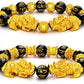 2 Pieces 12 Mm Feng Shui Bead Bracelet Chinese Bracelet with Hand Carved Black Amulet Bead Bracelet for Attracting Wealth and Good Luck