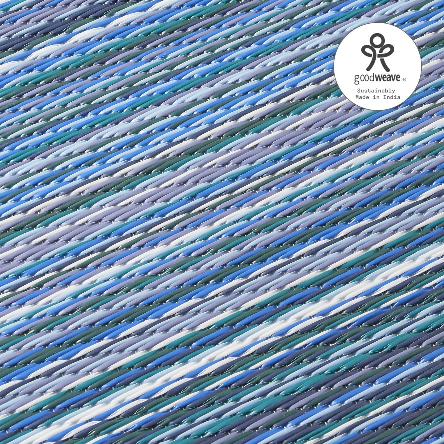 Outdoor Rug - Waterproof, Fade Resistant, Crease-Free - Premium Recycled Plastic - Striped - Patio, Deck, Porch, Balcony, Laundry Room - Cancun - Indigo - 4 X 6 Ft