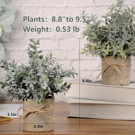 Small Fake Plants Mini Potted Artificial Plants Indoor for Home Office Farmhouse Kitchen Bathroom Table Decor