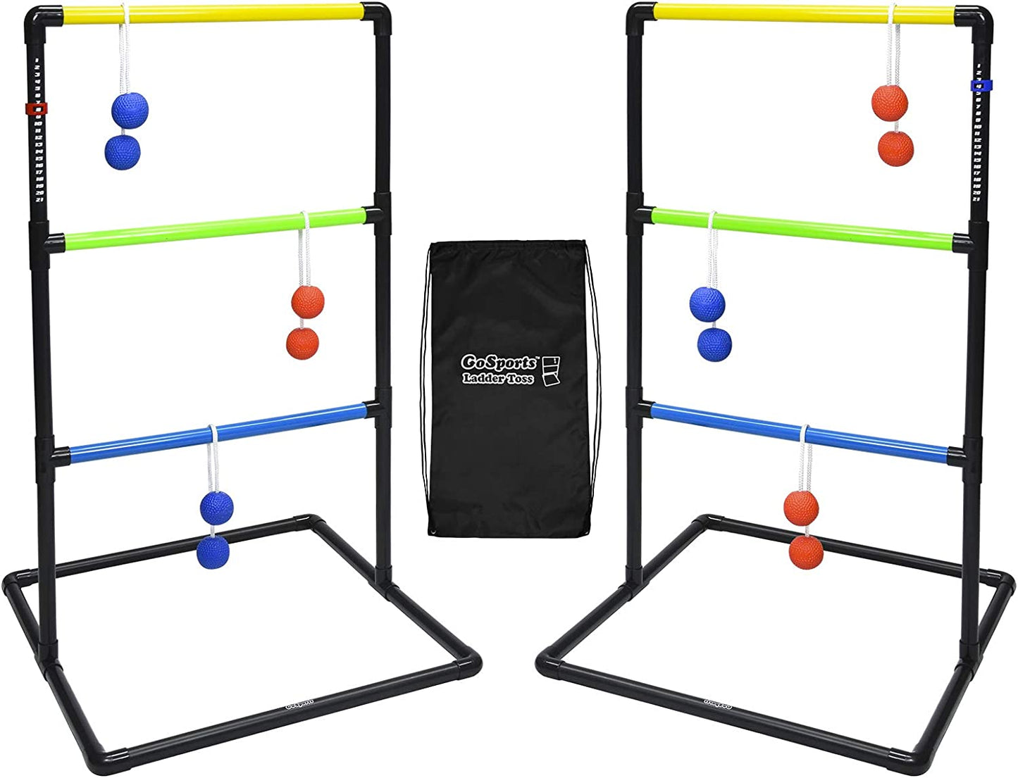Pro Grade Ladder Toss Indoor/Outdoor Game Set with 6 Soft Rubber Bolo Balls, Travel Carrying Case