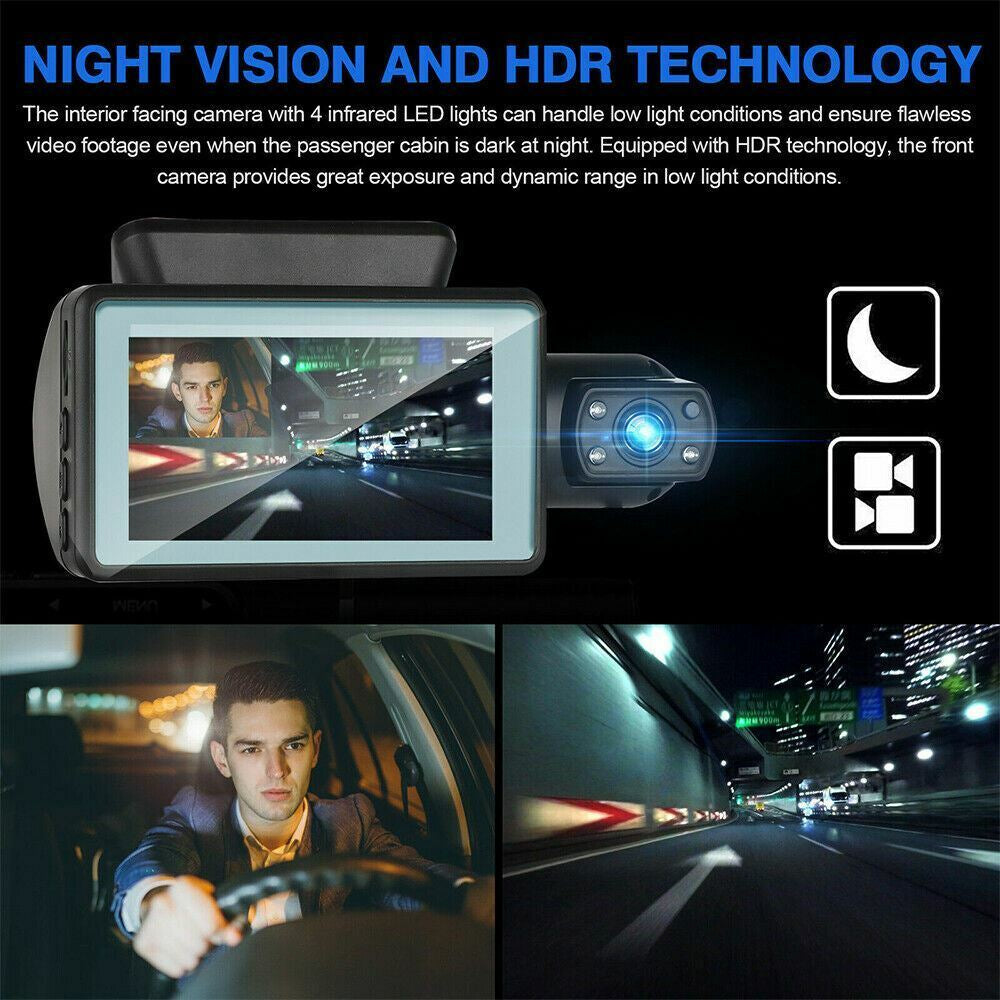 HD 1080P Dual Lens Dash Cam Car DVR Front & inside Camera Video Night Vision USA