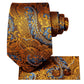 Extra Long Mens Tie 100% Silk Brown Floral Paisley Necktie Set Wedding US