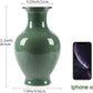 Chinese Ceramic Art Handmade Antique Ice Crack Glaze Vases Big China Porcelain Flower Bottle Vase for Home Decoration(Green)